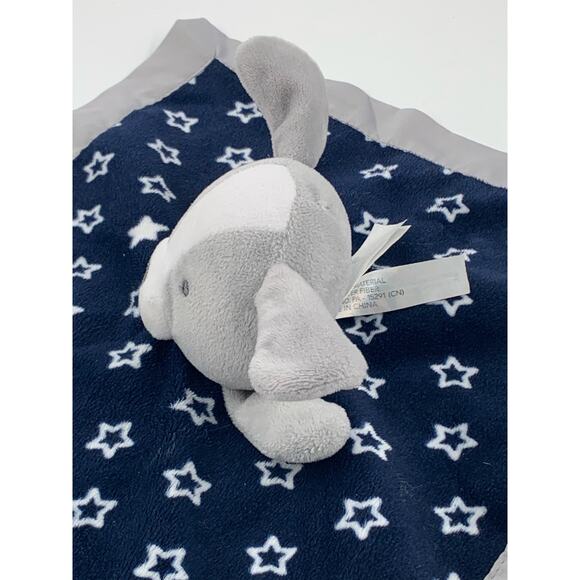 Carters Child Of Mine Lovey Puppy Navy Blue Star Satin Trim Dog Security Blanket - Picture 7 of 14